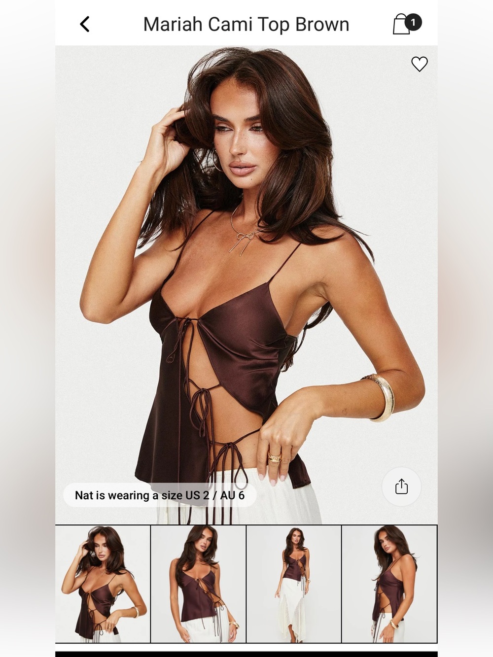 Princess Polly Brown Tie Top